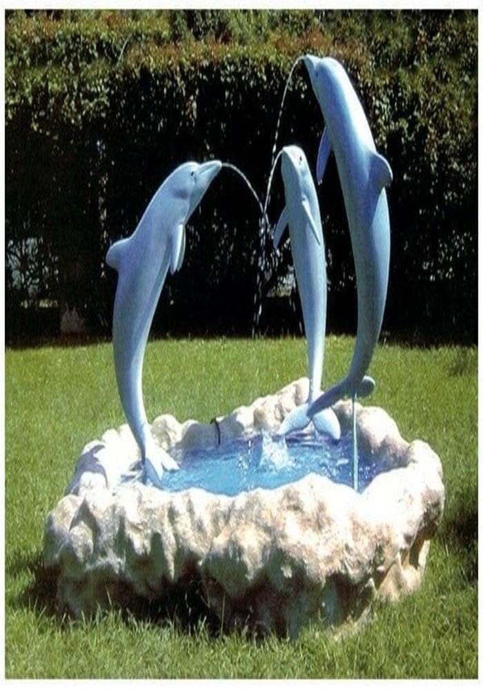 fiberglass or cast Bronze  Three Dolphin Water Fountain